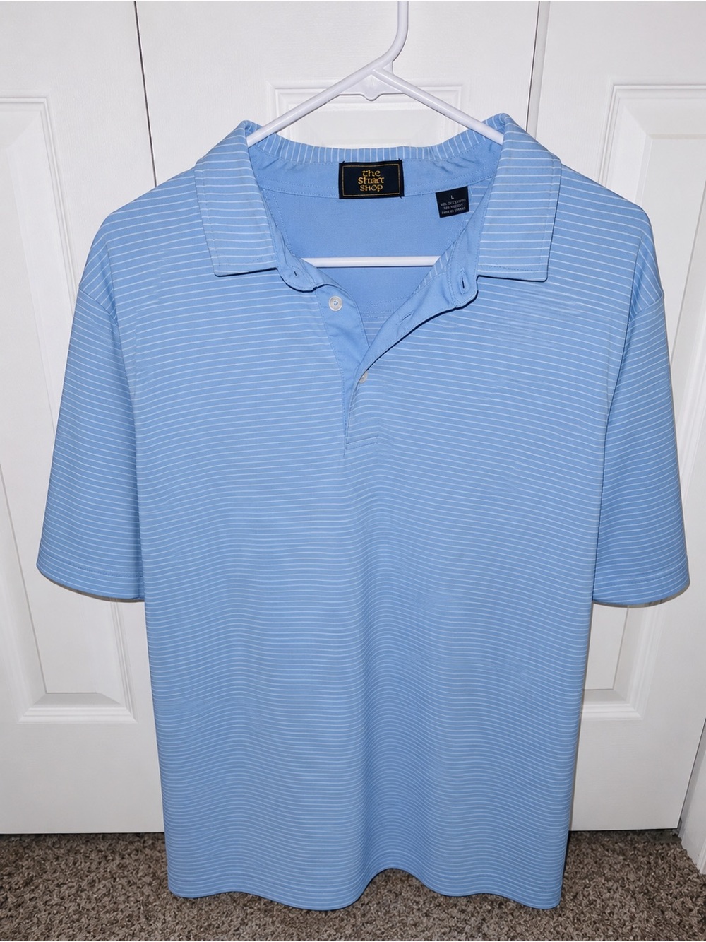 Men's Light Blue Striped Polo Shirt -